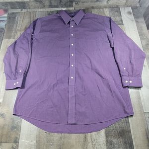 Barrington Men's Solid Casual Button-Down Shirt Burgundy Purple Size 18-34/35